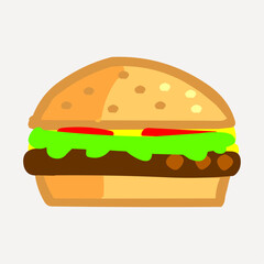 hamburger on isolated white background Vector illustration