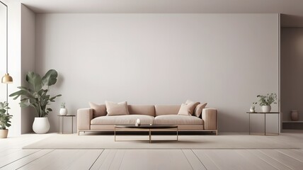 Fototapeta premium Empty area scene. Interior of living minimal style with empty space for products presentation or text for advertising. Generative AI 