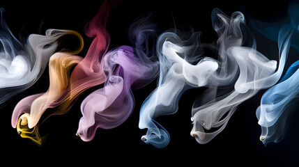 Fototapeta premium Abstract Ethereal Apparitions: Enchanting Swirls of Shimmering, Iridescent Mist and Smoke