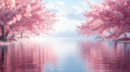 Majestic cherry blossoms in full bloom on a clear spring day picture
