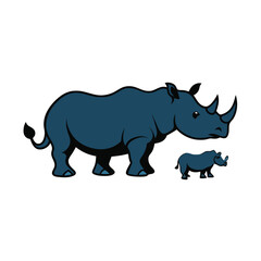 Fototapeta premium set of rhino animals vector illustration white background. 