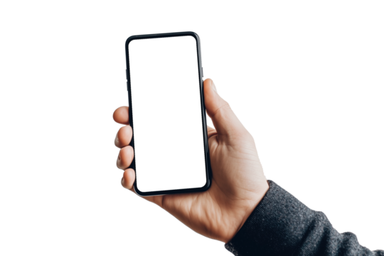 スマートフォンを持つ手、透過背景