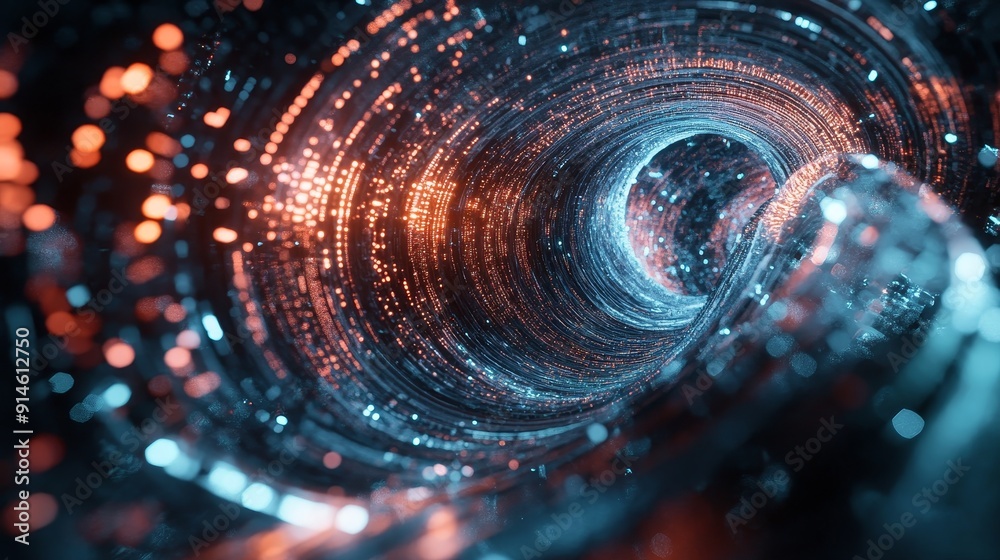 Wall mural 3d animation of an abstract tunnel with color light effects and movement