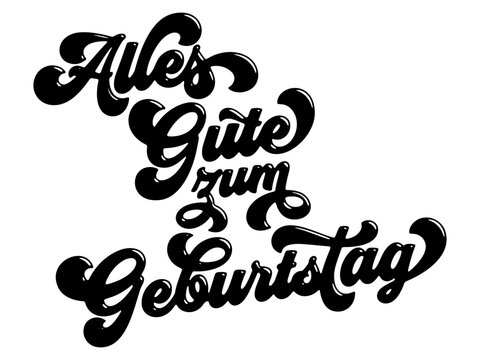German words ‘Alles Gute zum Geburtstag’ (Happy Birthday) written in stylized retro bubble script lettering
