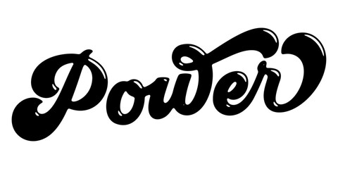 Word ‘Power’ written in stylized retro bubble script lettering