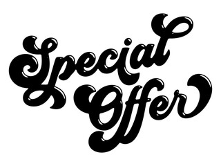 Words ‘Special Offer’ written in stylized retro bubble script lettering