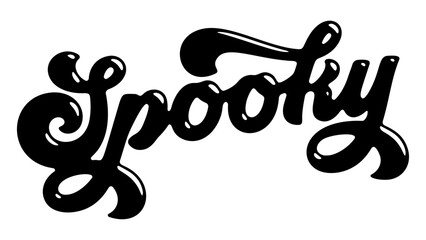 Word ‘Spooky’ written in stylized retro bubble script lettering