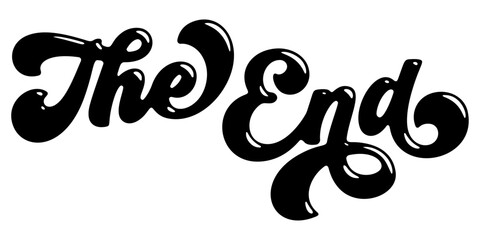 Words ‘The End’ written in stylized retro bubble script lettering