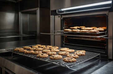 baking chocolate chip cookies at home in the oven
