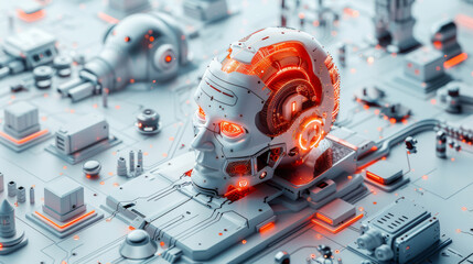 Futuristic AI Concept with Brain and Technology Network