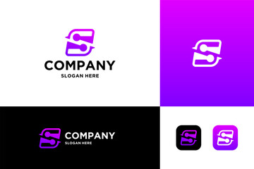 letter S tech logo design vector
