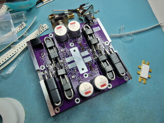 High power RF amplifier development and assembly
