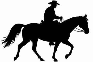 cowboy and horse running silhouettes , cowboy riding a running horse, Western riding discipline Reining vector collection