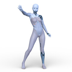女性サイボーグ　3DCGレンダリング