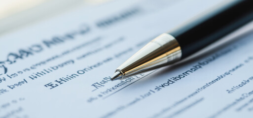Detailed Close-Up of Pen on Application Form With Handwritten Text in Soft Lighting