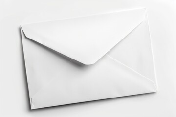 A white envelope for postcard or letter on a white background. Mockup, sample, writing blank paper.