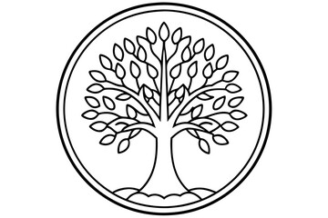 Tree of life logo icon. Botanic plant nature symbol. Circle tree logo design, Tree branch with leaves logo sign. Vector illustration
