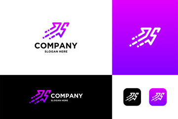 Run letter BS logo business design vector illustration