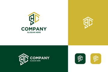 letter SC logo real estate house logo