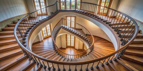 Fototapeta premium Spiral stairs in a historic German house , old, spiral, stairs, vintage, architecture, Germany, building, interior, design