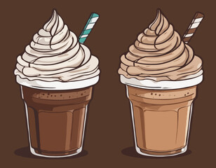 Hand Drawn Chocolate Frappe and Whipped Cream illustration
