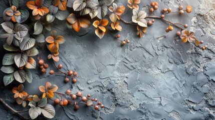 Obraz premium 3D relief mural wallpaper showcasing delicate cherry blossom branches with raised petals and soft pastel hues
