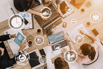 Data Analysis for Business and Finance Concept. interface showing future computer technology of...