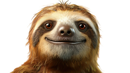 Fototapeta premium Cartoon sloth character on transparent background