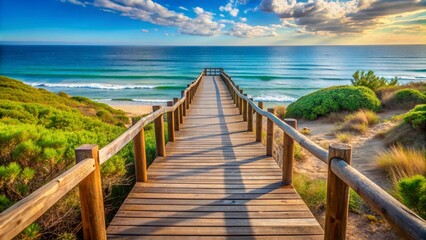 Obraz premium wooden road to the sea 