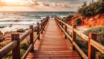 Obraz premium wooden road to the sea 