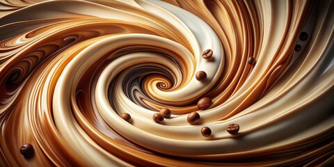 Abstract art of coffee and milk swirling in a mesmerizing design , liquid, coffee, milk, swirl, abstract, art, concept, background