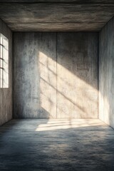 Windows with bars in a concrete room