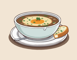 Soupe a l'oignon. Traditional French Onion Soup