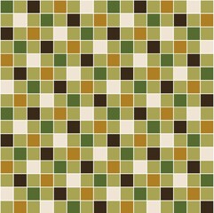 Earth Tone Mosaic Pattern with Square Tiles in a Symmetrical Grid Design. Illustration