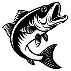 
Large mouth bass fish vintage vector graphic 
