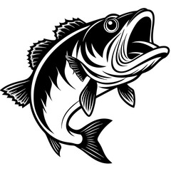 
Fish vector graphic illustration for t-shirt, Large mouth bass fish vintage vector graphic