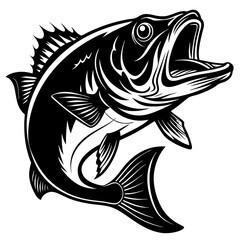 
Fish vector graphic illustration for t-shirt, Large mouth bass fish vintage vector graphic