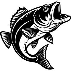
Fish vector graphic illustration for t-shirt, Large mouth bass fish vintage vector graphic