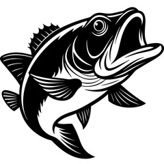 
Fish vector graphic illustration for t-shirt, Large mouth bass fish vintage vector graphic