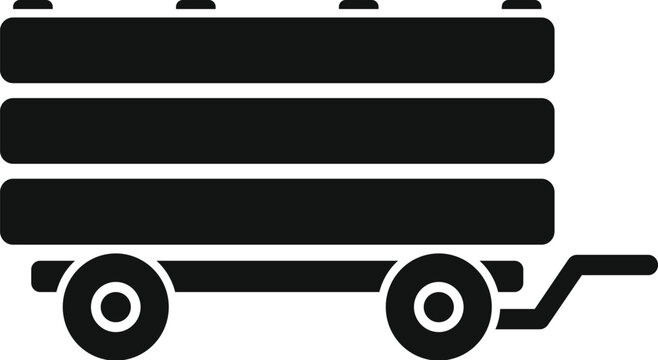 recommend clip art: This black silhouette icon represents a farm trailer carrying hay bales, perfect for agricultural or farming related designs