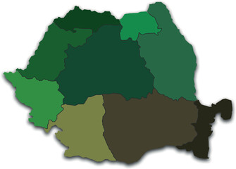 Naklejka premium ROMANIA MAP WITH ADMINISTRATIVE DIVISIONS WITH FLAG
