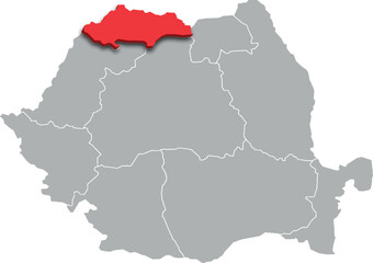 Satmar si Maramures map ADMINISTRATIVE DIVISIONS of ROMANIA 3d isometric map