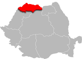Satmar si Maramures map ADMINISTRATIVE DIVISIONS of ROMANIA 3d isometric map