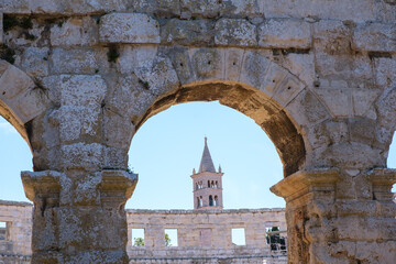 Roman amphitheater in Pula, Croatia.