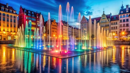 Obraz premium Wroclaw Multimedia Fountain by Hala Stulecia, Wroclaw, Poland, fountain, multimedia, water show
