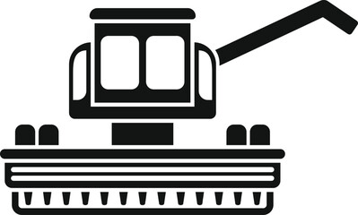 Combine harvester harvesting wheat in field side view icon simple black style