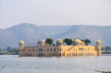 Jal Mahal of Jaipur, India standing in the middle of Man Sagar Lake, constructed around 1699