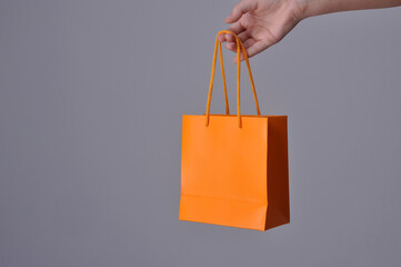 mão segura bolsa de compras 