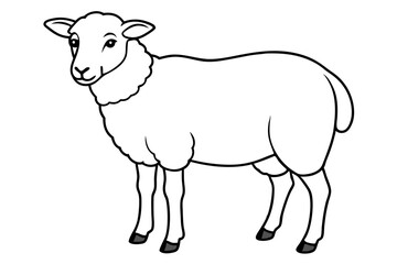 sheep line art vector, Sheep silhouette isolated on white background. Vector illustration
