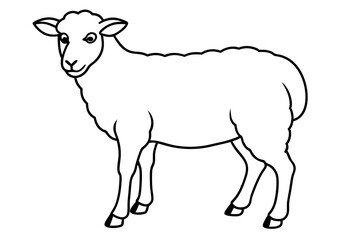 sheep line art vector, Sheep silhouette isolated on white background. Vector illustration